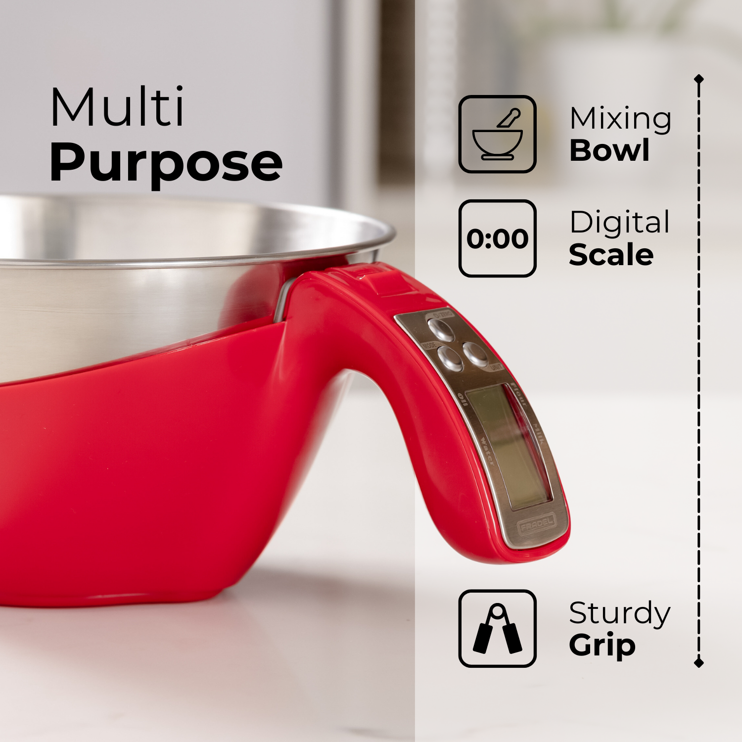 Fradel Digital Kitchen Food Scale with Bowl (Removable)